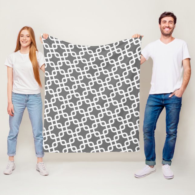 Modern Pattern with Gray and White Fleece Blanket (In Situ)