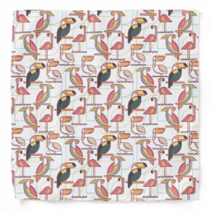 Modern Pattern With Tropical Birds Bandana