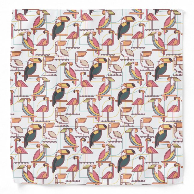 Modern Pattern With Tropical Birds Bandana (Front)