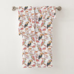 Modern Pattern With Tropical Birds Bath Towel Set