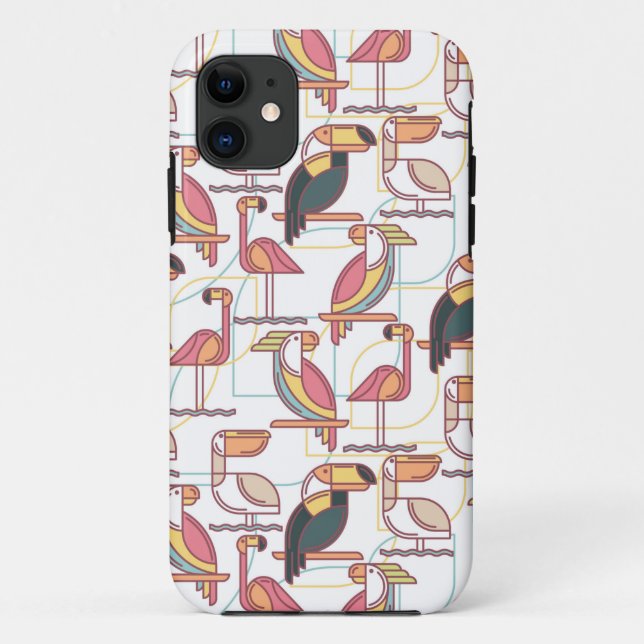 Modern Pattern With Tropical Birds Case-Mate iPhone Case (Back)