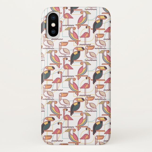 Modern Pattern With Tropical Birds Case-Mate iPhone Case (Back)