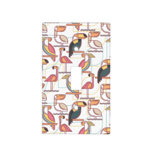 Modern Pattern With Tropical Birds Light Switch Cover