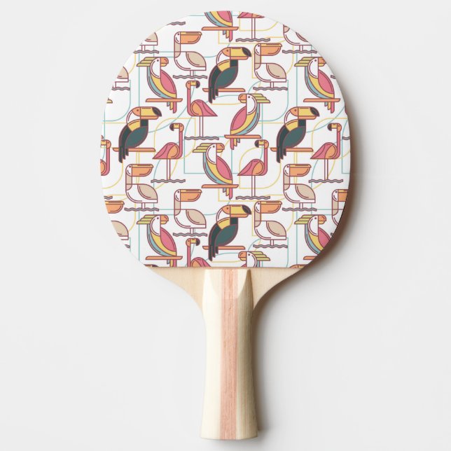 Modern Pattern With Tropical Birds Ping-Pong Paddle (Front)