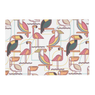 Modern Pattern With Tropical Birds Placemat