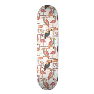 Modern Pattern With Tropical Birds Skateboard