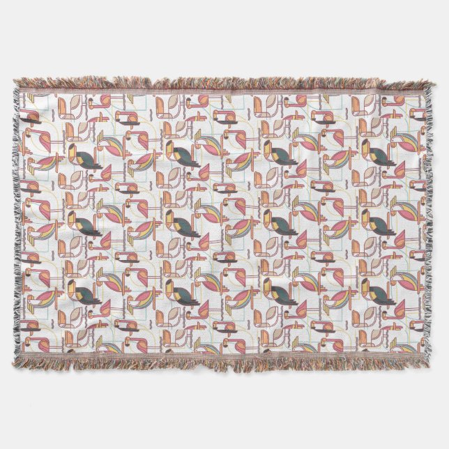Modern Pattern With Tropical Birds Throw Blanket (Front)