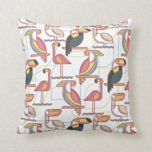 Modern Pattern With Tropical Birds Throw Pillow