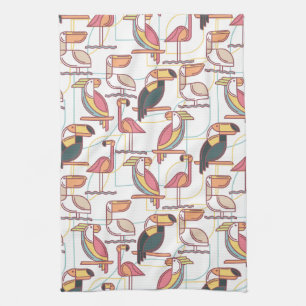 Modern Pattern With Tropical Birds Towel
