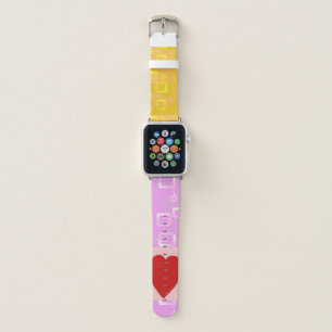Modern Pattern Yellow Geometric Design Heart Apple Watch Band