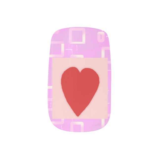 Modern Pattern Yellow Geometric Design Heart  Minx Nail Art (Left Thumb)