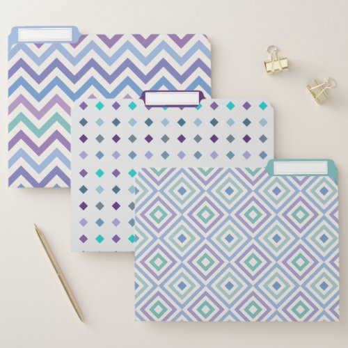 Modern Patterns in Purple Teal Blue Lavender Mint File Folder