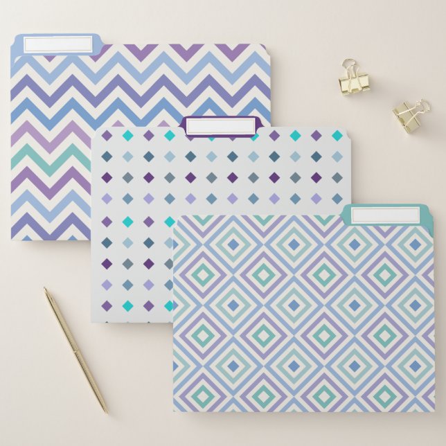 Modern Patterns in Purple Teal Blue Lavender Mint File Folder (Set)