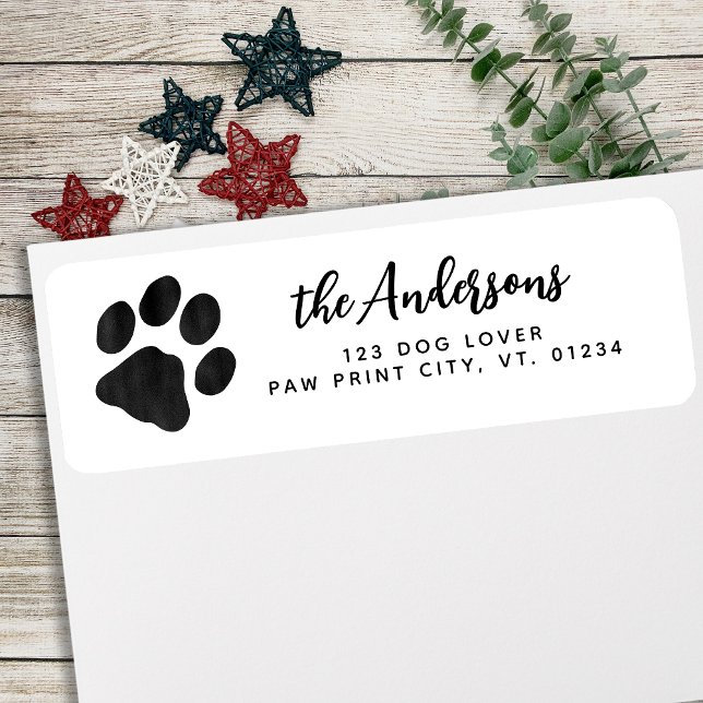 Modern Paw Print Personalized Return Address Label (Creator Uploaded)