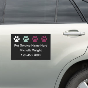 Modern Paw Print Pet Service Car Magnet