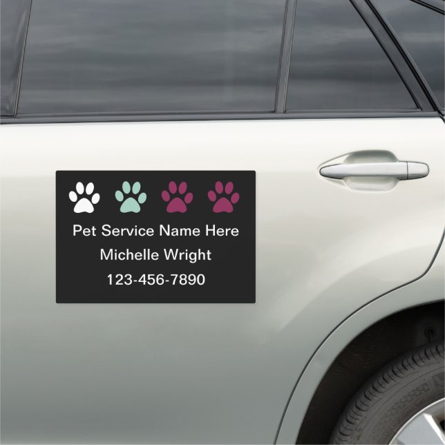 Modern Paw Print Pet Service Car Magnet (In Situ)