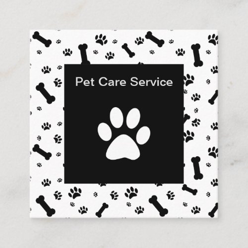 Modern Paw Print Pet Service Square Business Card