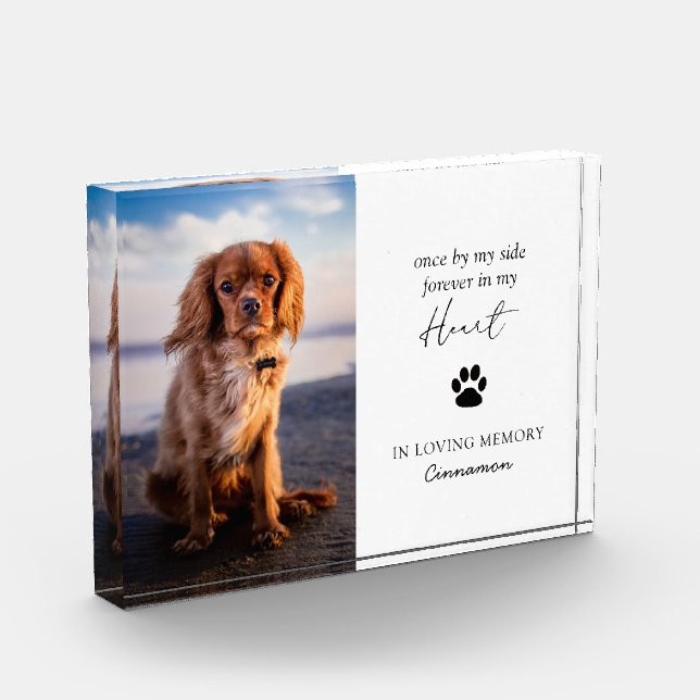 Modern Paw Print Sympathy Bereavement Pet Memorial Photo Block (Left)