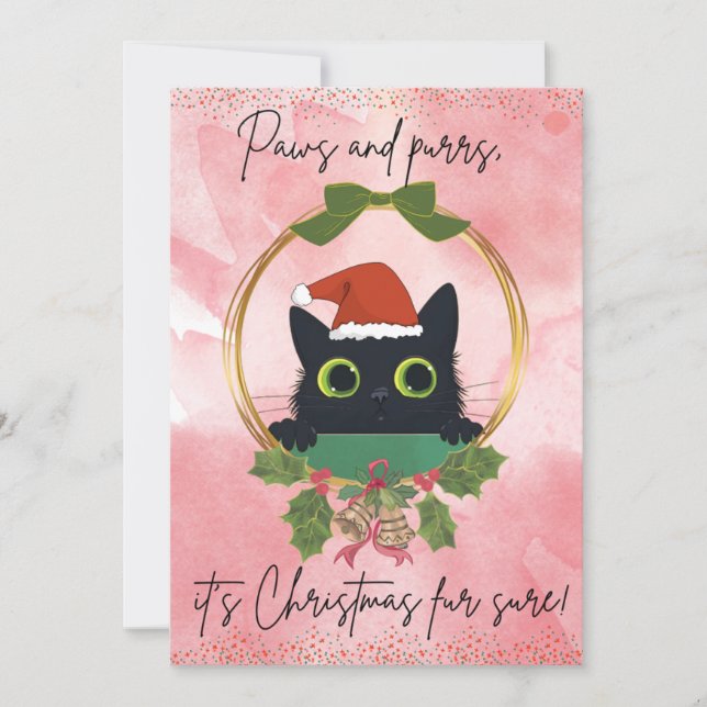 Modern Paws and Purrs Christmas Invitation (Front)