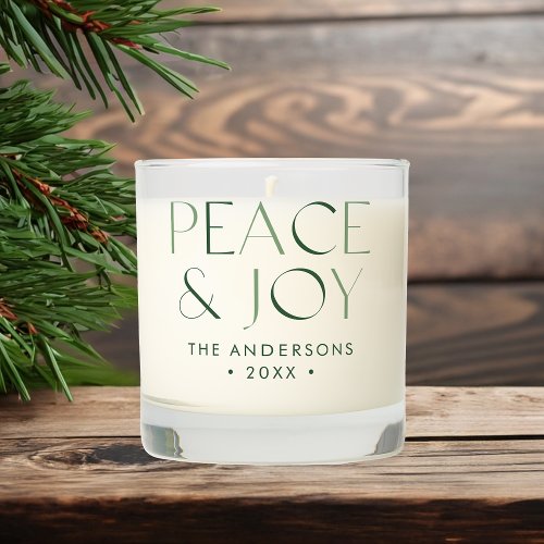 Modern Peace and Joy Green 3 Photo Scented Candle