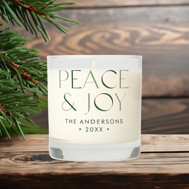 Modern Peace and Joy Green 3 Photo Scented Candle (Creator Uploaded)