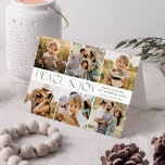 Modern Peace and Joy Green 7 Photo Collage Holiday Card<br><div class="desc">Colorful and modern holiday card featuring a 6 photo collage of your favorite family photos on the front. "Peace and Joy" is displayed in alternating light and dark green lettering. Personalize the front of the card by adding a custom holiday greeting, name, and the year. The inside of the card...</div>