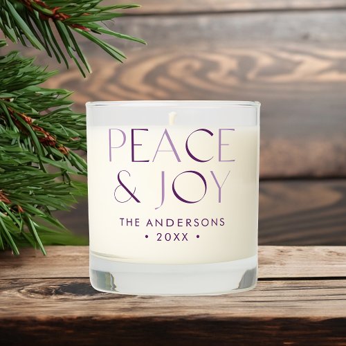 Modern Peace and Joy Purple 3 Photo Scented Candle