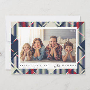 Modern Peace and Love Christmas Family Photo Holiday Card