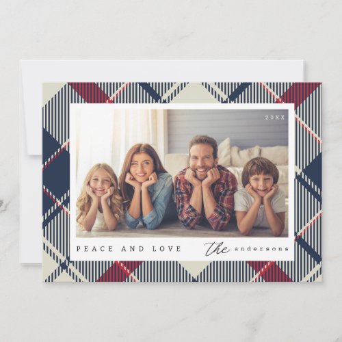 Modern Peace and Love Christmas Family Photo Holiday Card
