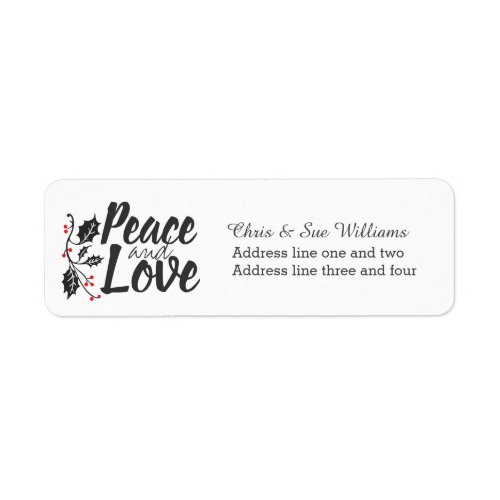 Modern Peace and Love Custom Holiday Label