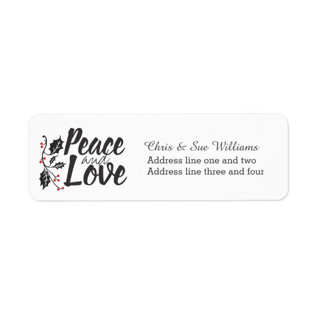 Modern Peace and Love Custom Holiday Label (Front)