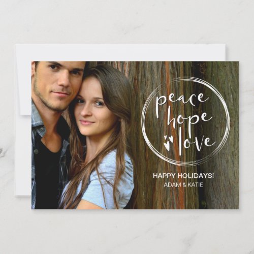 Modern Peace hope Love Photo Christmas Holiday Card