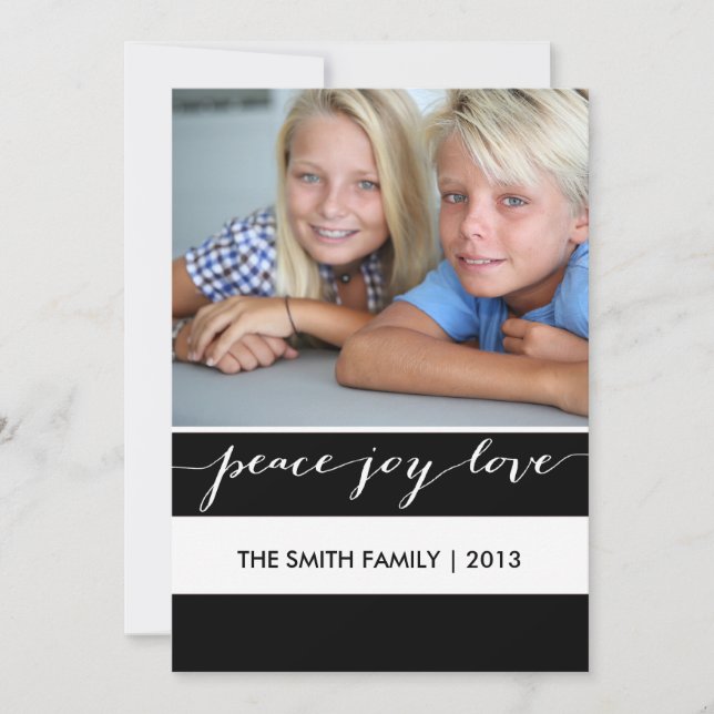 Modern Peace, Joy, Love | Photo Holiday Card (Front)