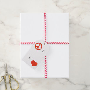 Modern Peace Love Christmas Holiday Gift Tags