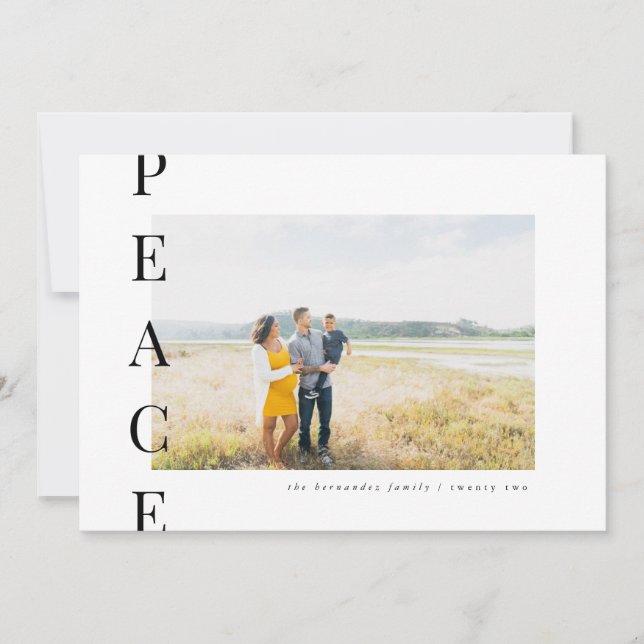 Modern Peace Minimalist Holiday Photo Card (Front)