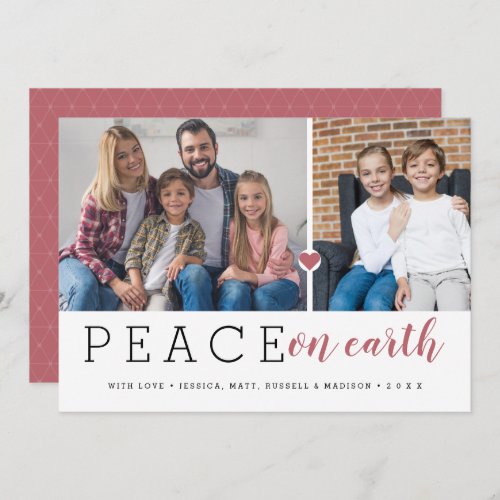 Modern Peace On Earth 2 Photo Holiday Card