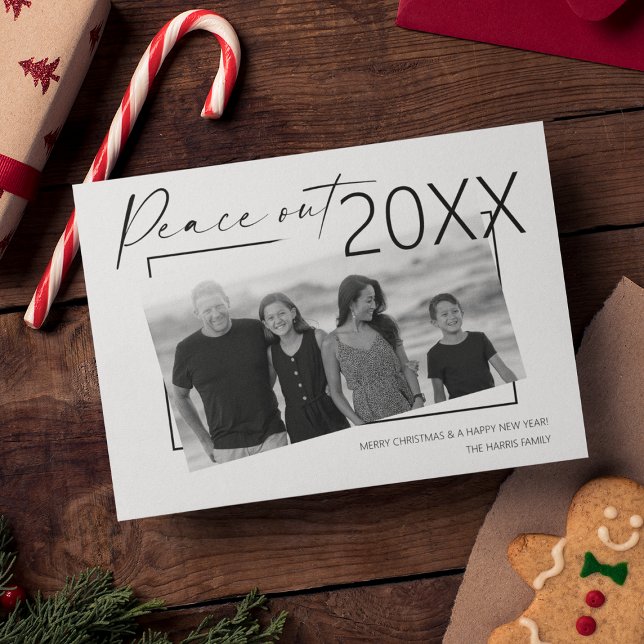 Modern Peace Out | Photo Flat Holiday Card (Creator Uploaded)