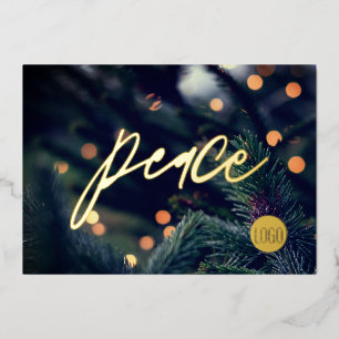Modern Peace script Pine Holiday lights