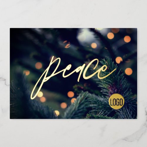 Modern Peace script Pine Holiday lights