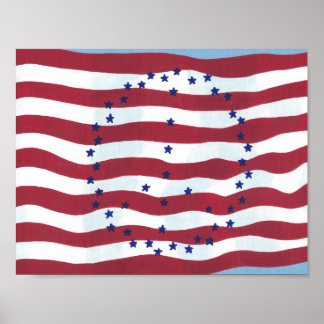 Modern Peace Sign Posters of USA Flag