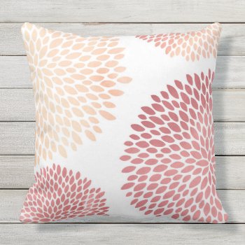 Modern Peach And Coral Flower Petals Outdoor Pillow by AnyTownArt at Zazzle