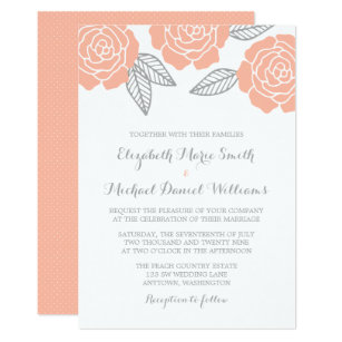 peach and gray wedding