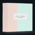 Modern Peach and Mint Color Block 3 Ring Binder<br><div class="desc">A chic and modern personalized monogram binder with an elegant pastel peach and mint green color block design. Perfect for school or the office.</div>