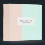 Modern Peach and Mint Color Block 3 Ring Binder<br><div class="desc">A chic and modern personalized monogram binder with an elegant pastel peach and mint green color block design. Perfect for school or the office.</div>