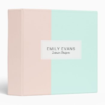 Modern Peach And Mint Color Block 3 Ring Binder by whimsydesigns at Zazzle