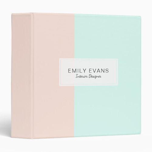 Modern Peach and Mint Color Block 3 Ring Binder