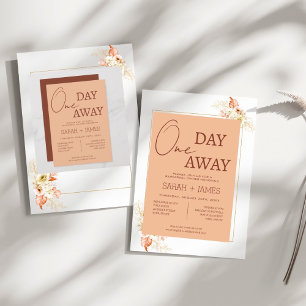 Modern Peach Beige One Day Away Rehearsal Dinner  Invitation