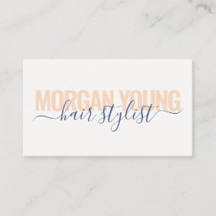 Modern peach blue hair stylist script signature business card