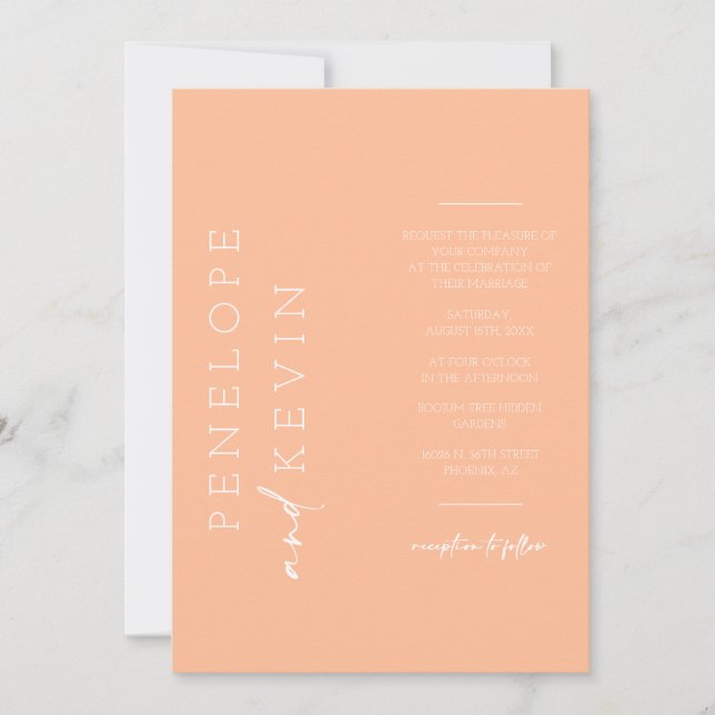 Modern Peach Boho Wedding Photo QR Code RSVP Invitation (Front)
