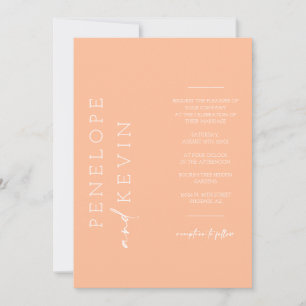 Modern Peach Boho Wedding Photo QR Code RSVP Invitation